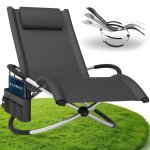 Eloneo chaise longue � bascule jardin avec poche lat�rale bain de soleil relax jusqu?� 180 kg transat ...