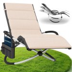 Eloneo chaise longue � bascule relax avec coussin anthracite et poche lat�rale transat jardin confortable ...