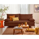 Elton - canap� 3 places convertible avec coffre en velours c�tel� - terracotta