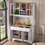 Elvmi buffet haut salle � manger salon 5 portes et 1 tiroir bahut de rangement moderne en mdf finition ...