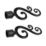 Embouts de tringle � rideau - noir - 22mm - m�tal - �l�gance - chic