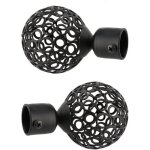 Embout de tringle  rideau - mtal - noir - 80x55 mm - pour barres de 22 mm - 2 pices