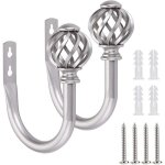 Embrasses  rideaux - lot de 2 - mtal mural argent - 155 x 9 cm - intrieur - fixation incluse