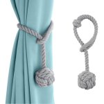 Embrasse � rideaux - corde gris - 2 pi�ces - 65cm - coton naturel