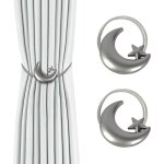 Embrasses de rideaux - non spécifié - argent star lune - 2 pcs - aimantées - design Étoile et lune Embrasses de rideaux - non spécifié - argent star lune - 2 pcs - aimantées - design Étoile et lune