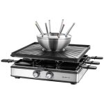 Emerio rg - 128187 appareil � raclette 8 po�lons 8 fourchettes � fondue noir acier inoxydable