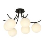 Emibig boston plafonnier boston globe multibras noir avec abat - jour en verre blanc 6x e14 Emibig boston plafonnier boston globe multibras noir avec abat - jour en verre blanc 6x e14