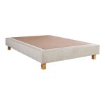 Empire - sommier tapissier 140x190 beige pieds bois massif