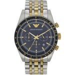 Montre - emporio armani ar6088 - chronographe - cadran bleu - acier inoxydable