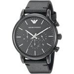 Emporio armani homme 46mm bracelet cuir noir quartz chronographe montre ar1918