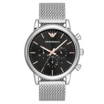 Montre hommes emporio armani quartz chronographe bracelet acier inoxydable argent ar11429