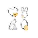 Emporte - pice - inox - pques - lot de 4 - motifs: lapin oeufs poussin
