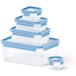 Bo�tes clip&close emsa - lot de 5 - bleu 3d - plastique - compatible lave - vaisselle cong�lateur micro ...