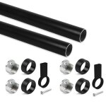 Emuca lot de 2 rails ronds pour armoires d. 28mm longueur 1. 15m avec supports aluminium et zamak peint ...