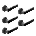 Emuca lot de 5 poignes de porte intrieures mackay avec rosace d. 50mm aluminium noir