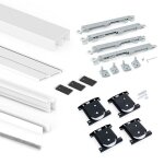 Emuca kit de ferrures pour 2 portes coulissantes et armoire  fermeture souple placard 74, profil wave, ...