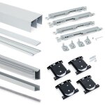 Kit de ferrures pour placard - emuca - 81 - 2 portes coulissantes - fermeture douce - profil wave