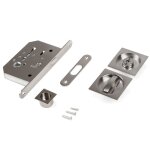 Emuca kit de serrure à pêne carré pour porte coulissante acier nickel satiné Emuca kit de serrure à pêne carré pour porte coulissante acier nickel satiné