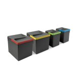 Emuca - poubelles pour tiroir de cuisine recycle hauteur 216 2x12l + 2x6l plastique gris antracite plastique ...