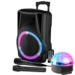 Enceinte active 600w avec usb bluetooth + jeux de lumiere astroball + micro sans fil pa dj sono led soiree ...