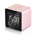 Enceinte bluetooth led miroir dual alarm� bakeey v9 mini - rose or