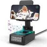 Enceinte bluetooth portable 5 en1reveil matinchargeur sans filsupport pliable pour t�l�phone portable ...
