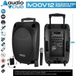 Enceinte bluetooth portable - audio club - moov12 - 350w rms / 700w max - 2 micros uhf - batterie rechargeable ...
