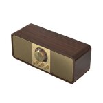 Enceinte bluetooth r�tro couleur noyer double haut - parleur hifi fm aux usb tf enceinte sans fil autonomie ...
