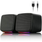 Enceintes pc avec lumi�res rvb - svatv - mini enceinte portable - 72x77x72 mm - alimentation usb - prise ...