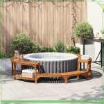 Enceinte ronde pour spa en acacia massif marron � 255 cm - barri�re ext�rieure avec panneaux amovibles ...