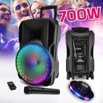 Enceinte sono dj party karaoke 700w portable sur batterie disco mobile 12  led rgb usb - micro sd - ...