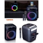 Enceinte sono portable bluetooth - lenco - pa - 101bk - autonomie 14h - 100w rms - led rgb
