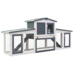 Enclos extrieur parc lapin et animaux clapier large dextrieur gris et blanc 204x45x85 cm bois pro(38715) ...