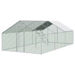 Enclos m�tallique 3x6x2m pour poules & lapins - verrou s�curit� + b�che imperm�able pe - abri ext�rieur ...