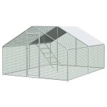 Enclos m�tallique poulailler argent 3x4x2m verrou s�curit� b�che imperm�able pe pour poules lapins et ...