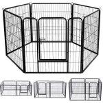 Enclos parc pour chien chiot lapin - 6 panneaux avec porte - en métal - pliable transformable - noir Enclos parc pour chien chiot lapin - 6 panneaux avec porte - en métal - pliable transformable - noir