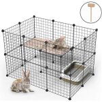 Enclos pliant 2 tages en mtal avec porte enclos extrieur parc 32 pices diy pour lapins domestiques ...