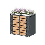 Enclos pour poubelles - 1 pi�ce verrouillable 2 portes grain bois plantation ext�rieur - naturel