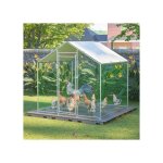 Enclos poulailler ext�rieur 203x197x200 cm avec toit pe imperm�able porte verrouillable structure m�tal ...