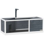 Enclos de tortue en bois - 120x50x40 cm - gris - deux maisons - panneau transparent - dessus ouvrable ...