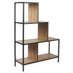 Endis - etag�re escalier 4 niveaux aspect bois et m�tal noir