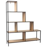 Endis - etag�re escalier 5 niveaux aspect bois et m�tal noir