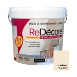 Enduit d�coratif r�novation rapide 2 en 1 lisse et d�core sur pl�tre peintures cr�pis fibres 15 kg cr�me ...