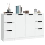 Enfilade de rangement blanc - lemon� buffets 3 pcs - meuble de salon - blanc - bois ding�nierie 901 - ...