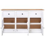 Enfilade de rangement blanc - lemon� buffet bas blanc - 135x40x80cm pin solide gamme panama 496 - soldes ...