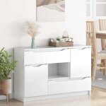 Enfilade de rangement blanc - lemon� buffet bas - blanc brillant - 100x30x656 - bois ding�nierie 698 ...