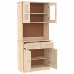 Enfilade de rangement brun - lemon� buffet alta 77x35x165cm - bois massif de pin 217 - soldes