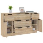 Enfilade de rangement brun - lemon� ensemble de buffets 3 pcs - meuble de salon - ch�ne sonoma - bois ...