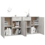 Enfilade de rangement gris - lemon� buffet bas - gris b�ton - 160x36x75cm - bois ding�nierie 492 - soldes ...