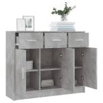 Enfilade de rangement gris - lemon� buffet bas - gris b�ton - 91x28x75cm - bois ding�nierie 463 - soldes ...